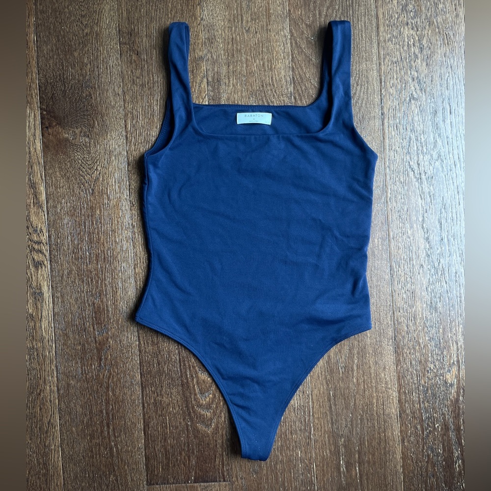 Aritzia Babaton Square Neck Navy Bodysuit